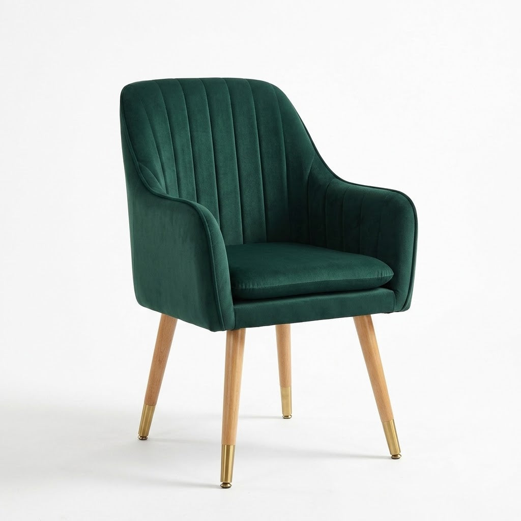 Emerald Green Channel-Tufted Accent Chair - image 1