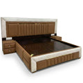 Beige Channel-Tufted Storage Bed with Drawer