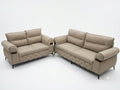 Beige Tufted Sofa and Loveseat Set with Gold Legs - image 1