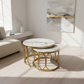Round Marble-Top Coffee Table with Black Metal Base – Model 108 - image 1
