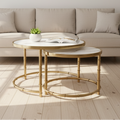 Round Marble-Top Side Table with Wood Base – Model 115 - image 1