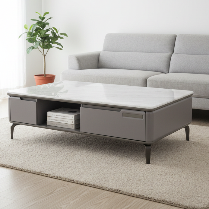 Round Marble-Top Side Table with Gold Base – Model 1202 - image 1