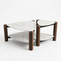 Two-Tier Oval Marble Coffee Table Set - image 1