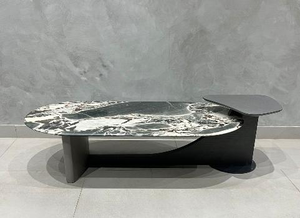 Round Marble-Top Coffee Table with Gold Base – Model 2038 - image 1
