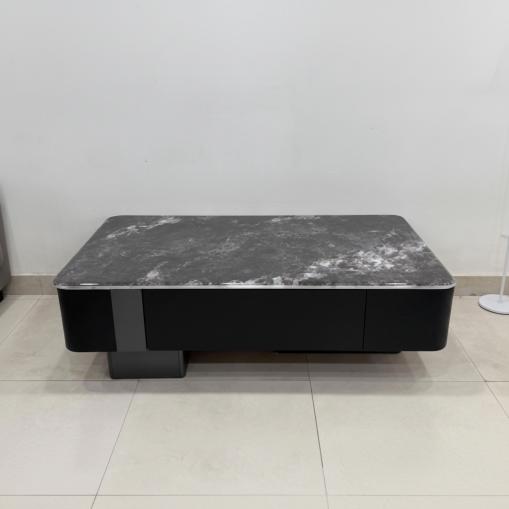 Rectangular Glass-Top Coffee Table with Wood Base – Model 2040 - image 1