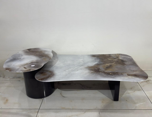 Round Marble-Top Coffee Table with Wood Base – Model 24117 - image 1