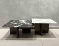 Rectangular Stone-Top Coffee Table with Wood Base – Model 24134 - image 1
