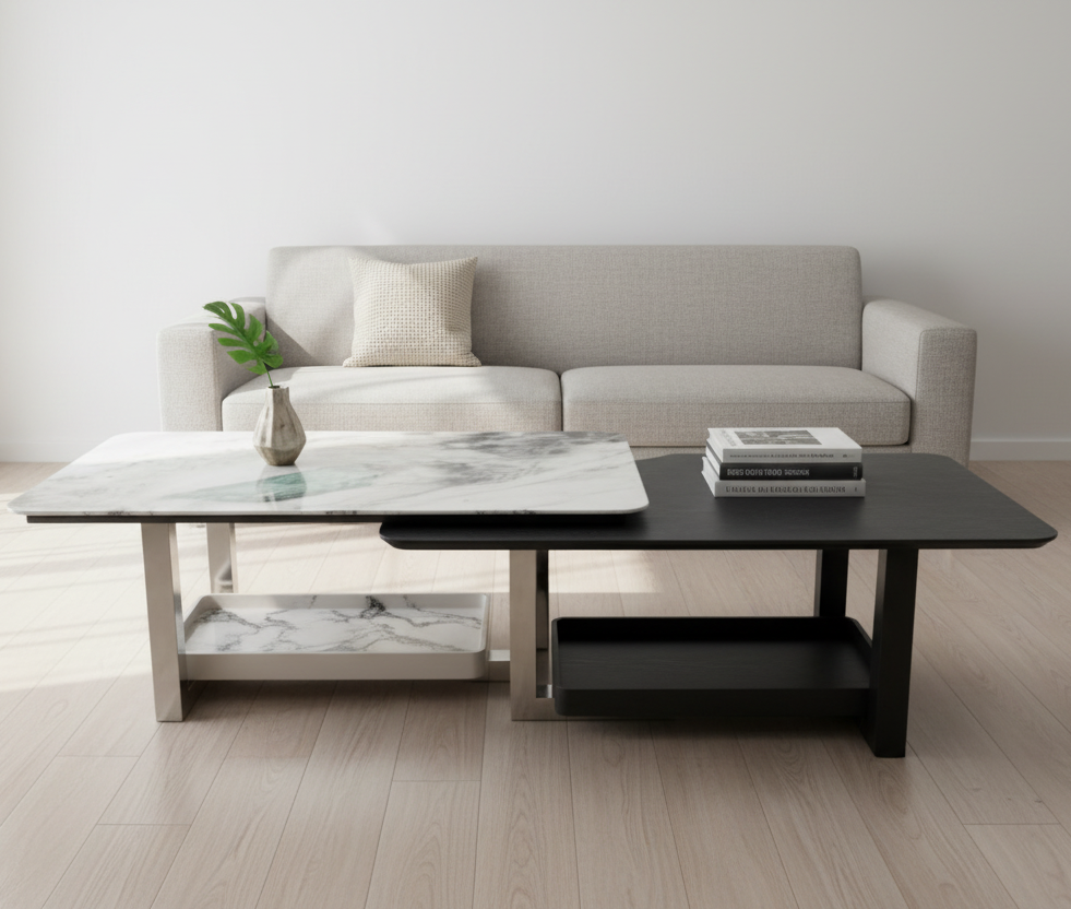 Round Marble-Top Coffee Table with Gold Base – Model 2501 - image 1
