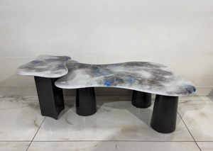 Rectangular Marble-Top Coffee Table with Gold Base – Model 25383 - image 1