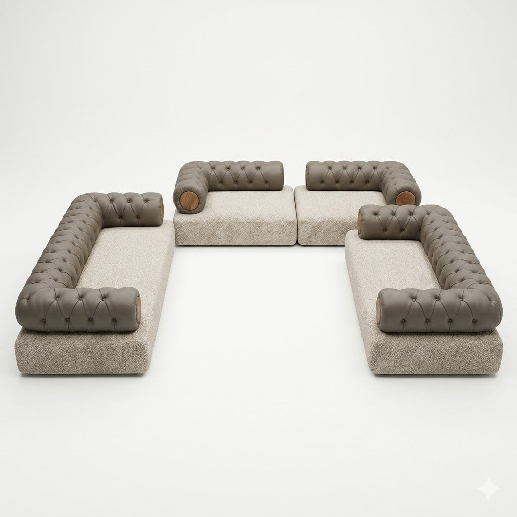Taupe Button-Tufted Modular Sectional Sofa - image 2