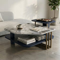Grey Marble and Navy Two-Tier Coffee Table - image 1
