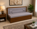 Grey Diamond-Quilted Sofa cum Bed with Storage - image 2