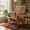 Solid Teak Wood Slatted Rocking Chair - image 2
