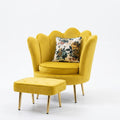Mustard Yellow Scalloped Velvet Chair with Ottoman - image 1