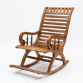 Solid Teak Wood Slatted Rocking Chair - image 1