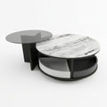 Round Two-Tier Coffee Table with Marble and Smoked Glass - image 1