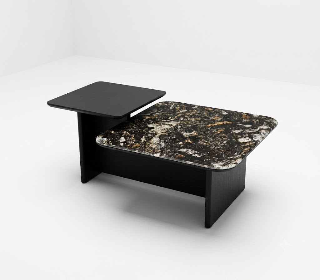 Asymmetric Black and Stone Coffee Table - image 1