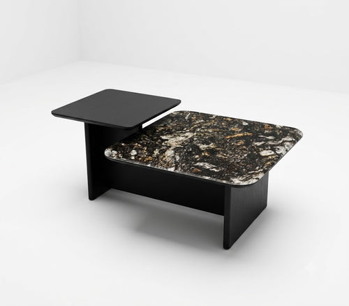 Asymmetric Black and Stone Coffee Table - image 1