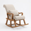 Cream Boucle Upholstered Wooden Rocking Chair - image 1