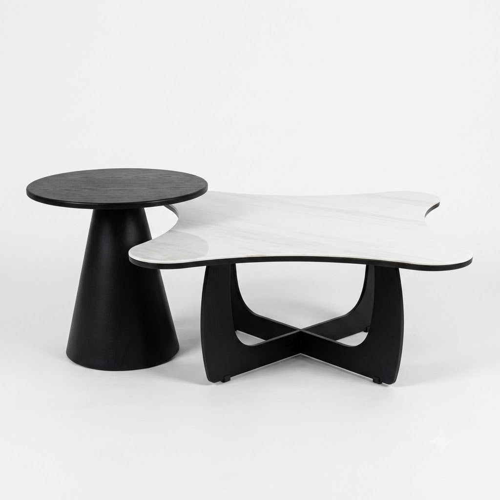 Organic Marble-Top Coffee Table Duo - image 1