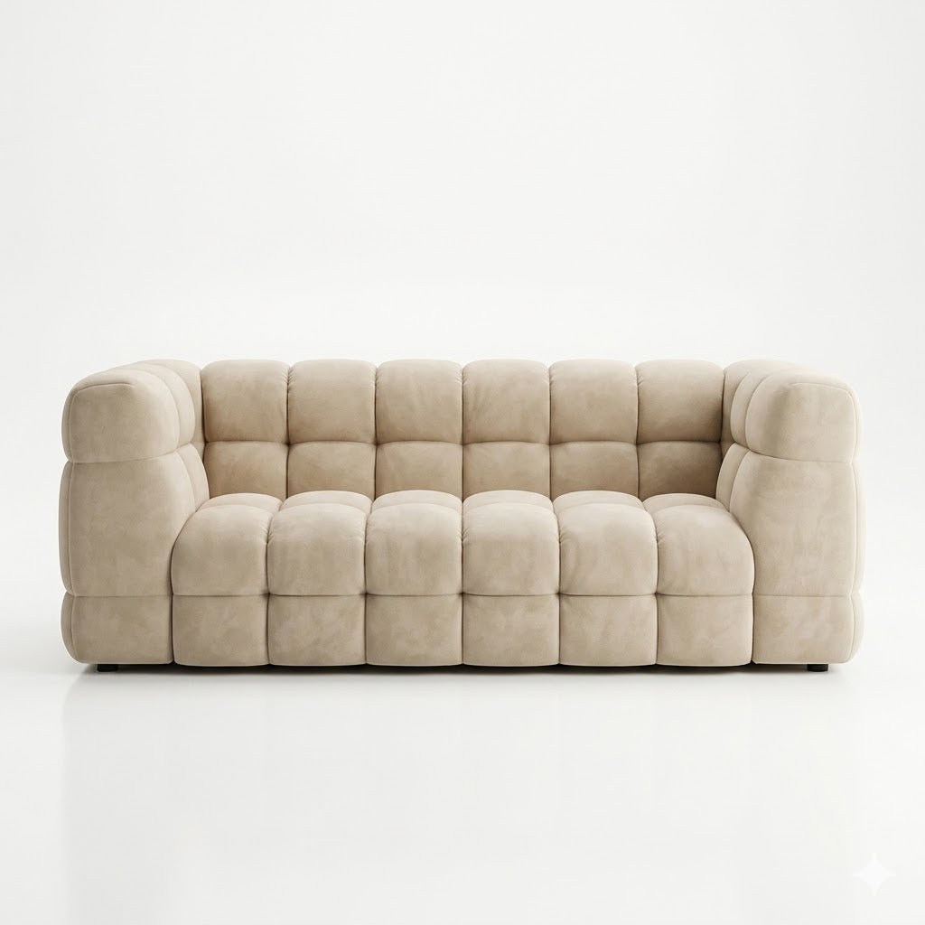 Cream Channel-Tufted Modular Sofa - image 1