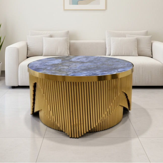 Rectangular Marble-Top Console Table with Black Metal Base – Model 588 - image 1