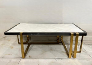 Rectangular Marble-Top Coffee Table with Black Metal Base – Model 592 - image 1