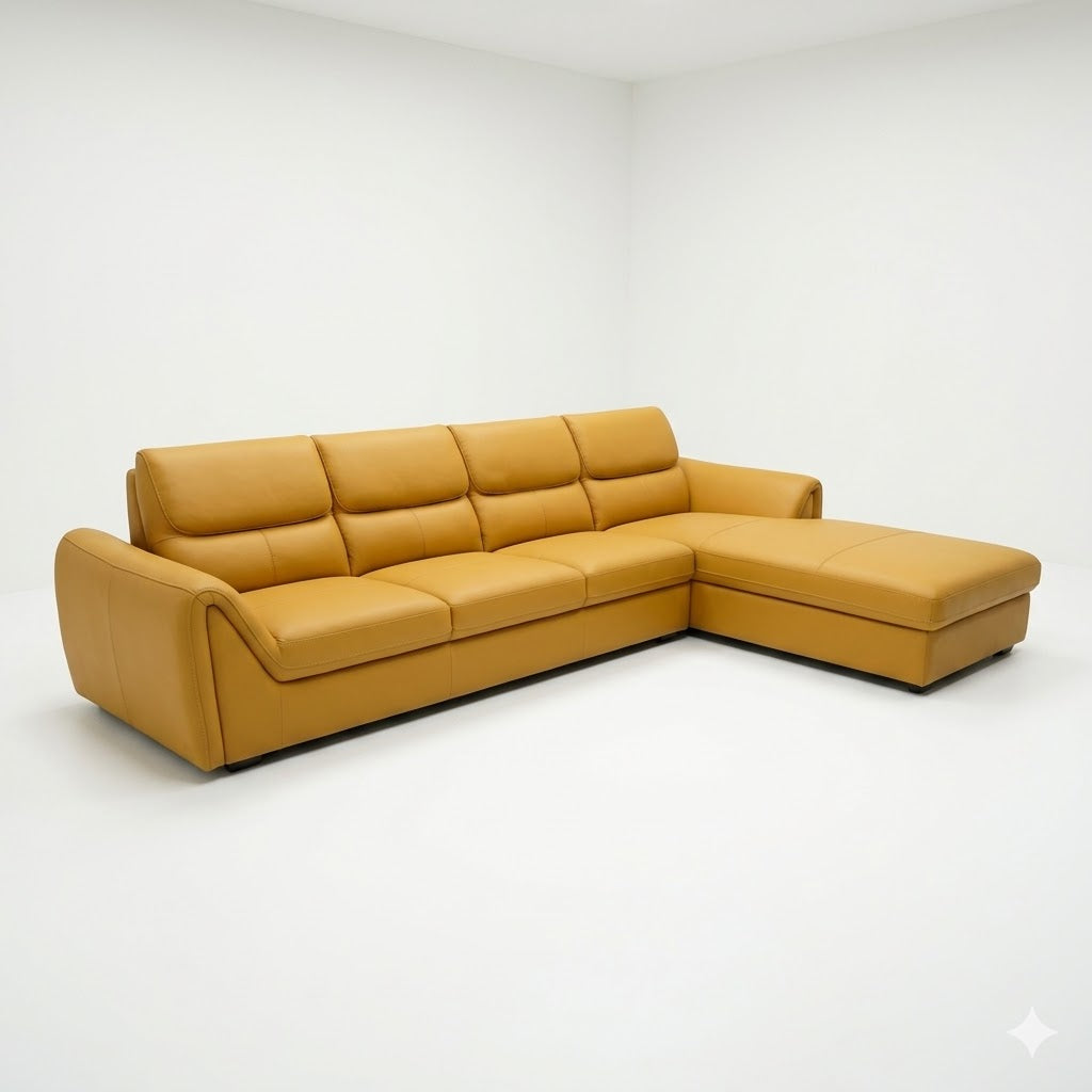 Mustard Velvet Sectional Sofa with Chaise - image 2