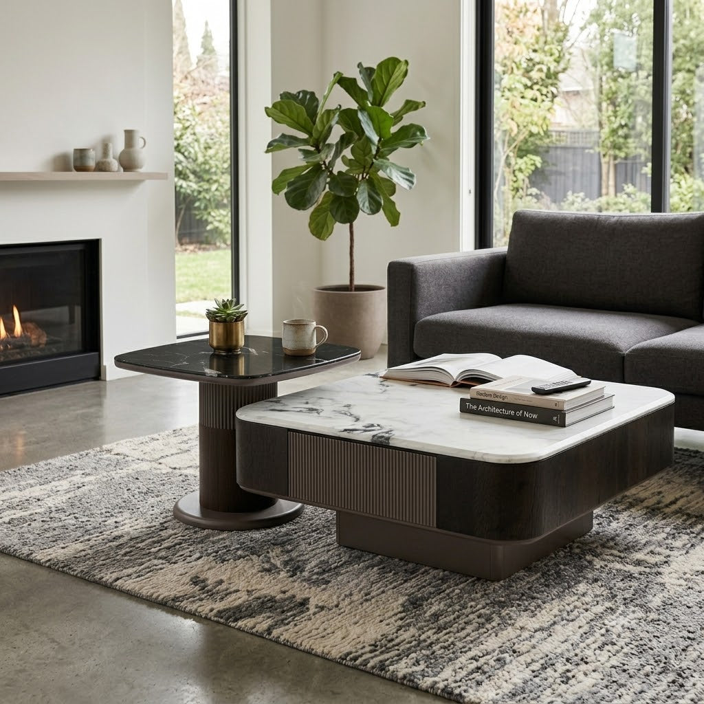 Black and White Marble Coffee Table Duo - image 2