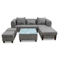 Grey L-Shaped Sectional Sofa Set with Ottomans - image 1