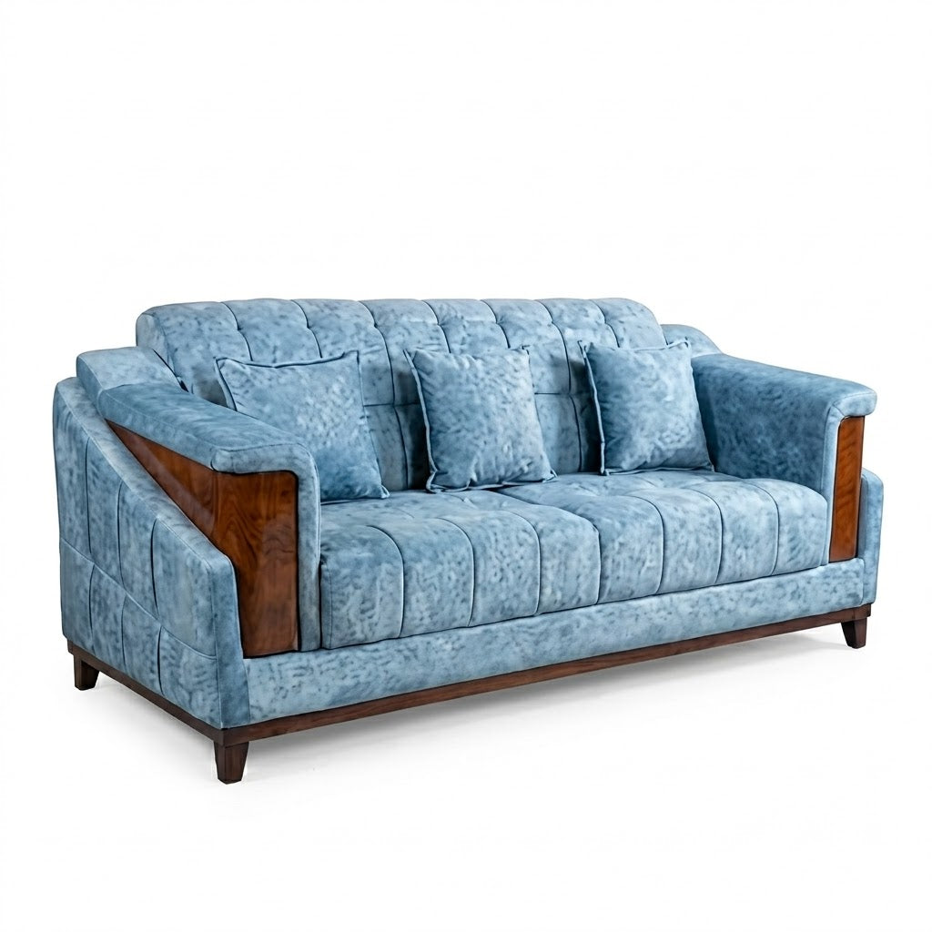 Powder Blue Tufted Classic Sofa - image 1