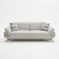 Silver Textured Glam Sofa with Gold Trim Base - image 1