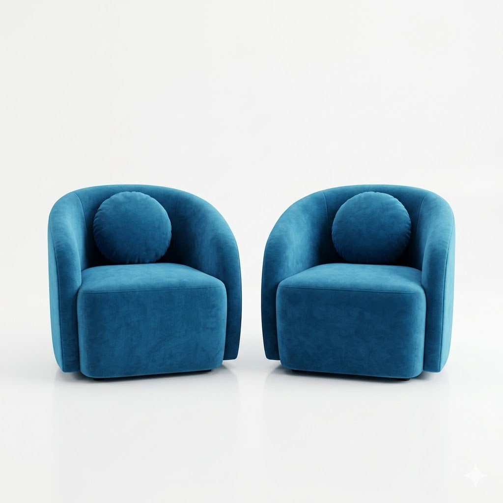 Teal Swivel Barrel Armchairs (Set of 2) - image 2