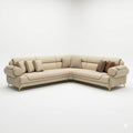 Cream Leather L-Shaped Sectional Sofa - image 1