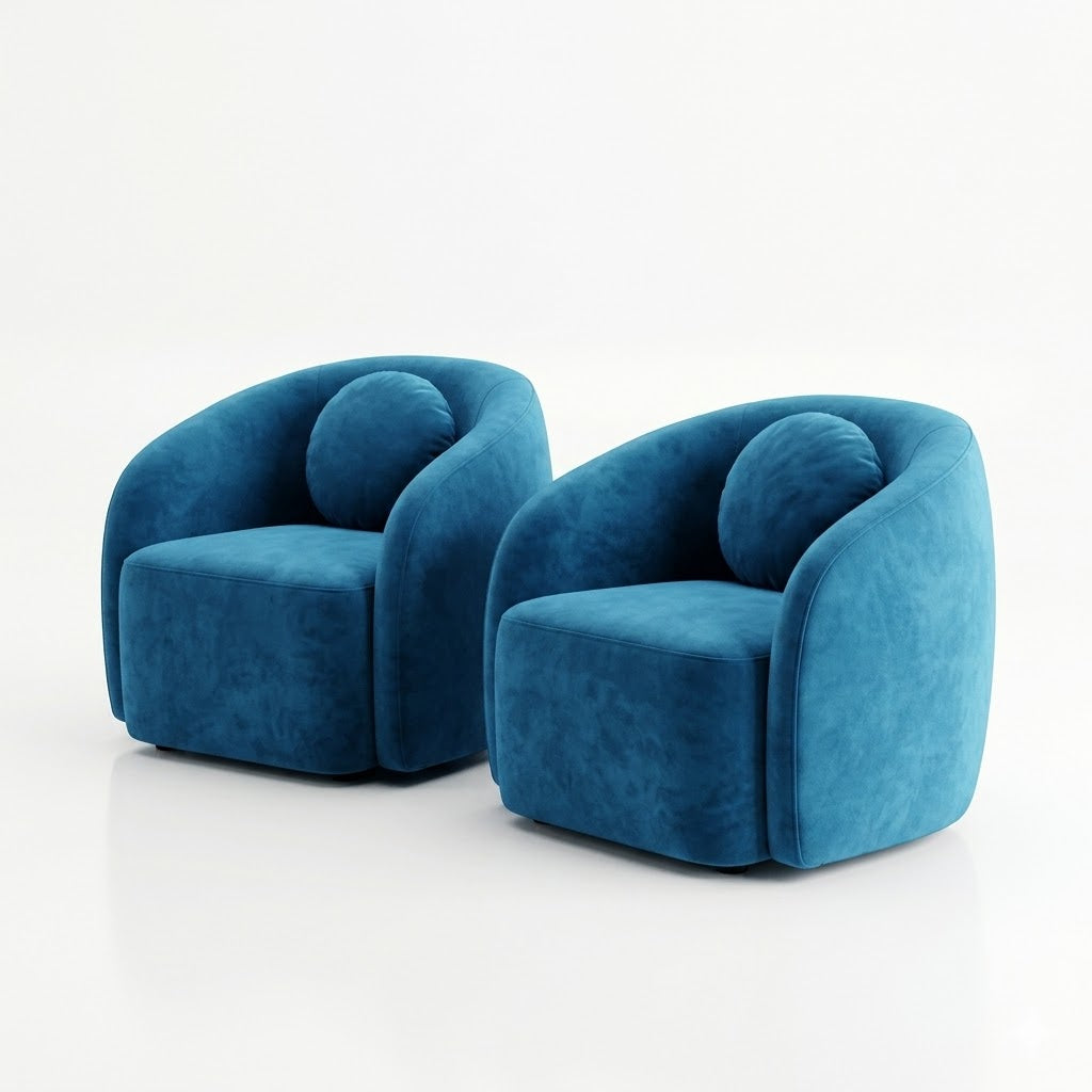 Teal Swivel Barrel Armchairs (Set of 2) - image 1