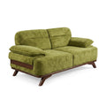 Olive Green Retro Loveseat with Brass Studs - image 1