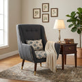Charcoal Wingback Chair with Elephant Print Accent - image 2