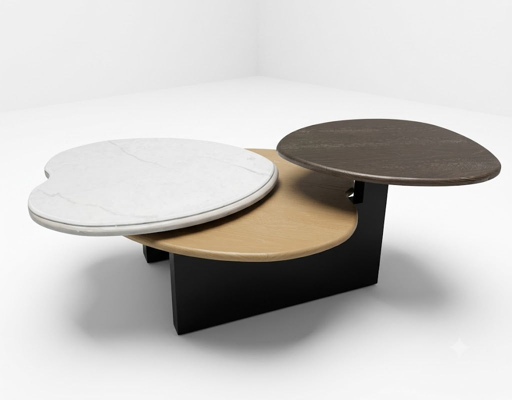 Tri-Tone Round Coffee Table Set - image 1