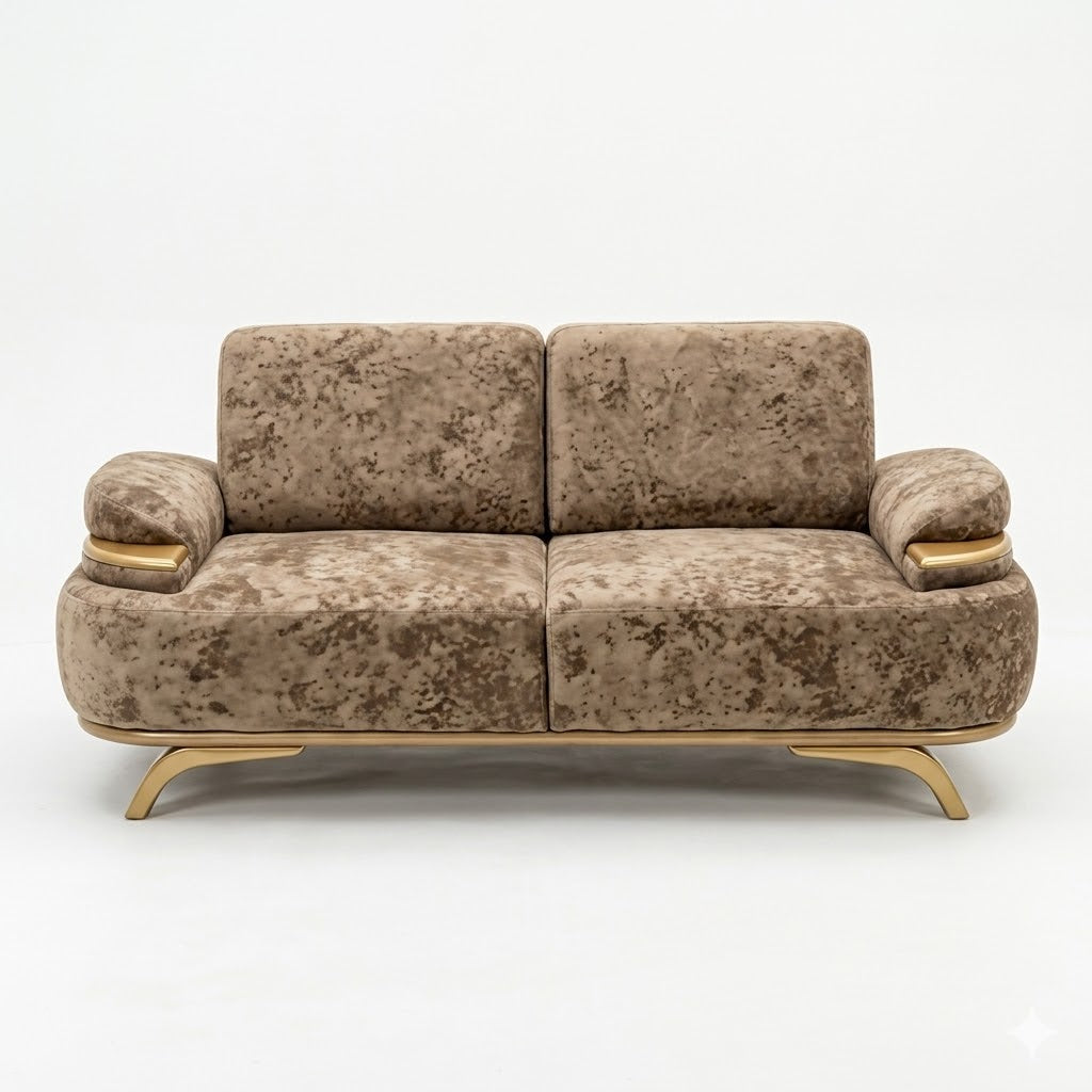 Taupe Textured Fabric Loveseat - image 1