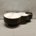 Round Marble-Top Coffee Table with Black Metal Base – Model 853 - image 1