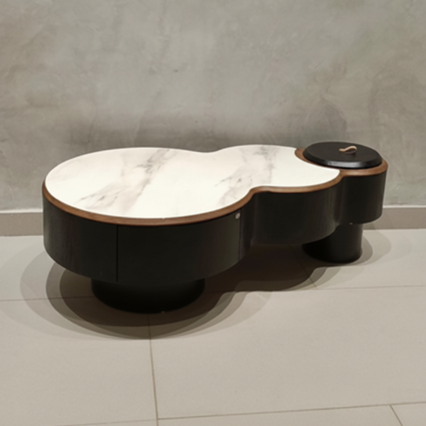 Round Marble-Top Coffee Table with Black Metal Base – Model 853 - image 1