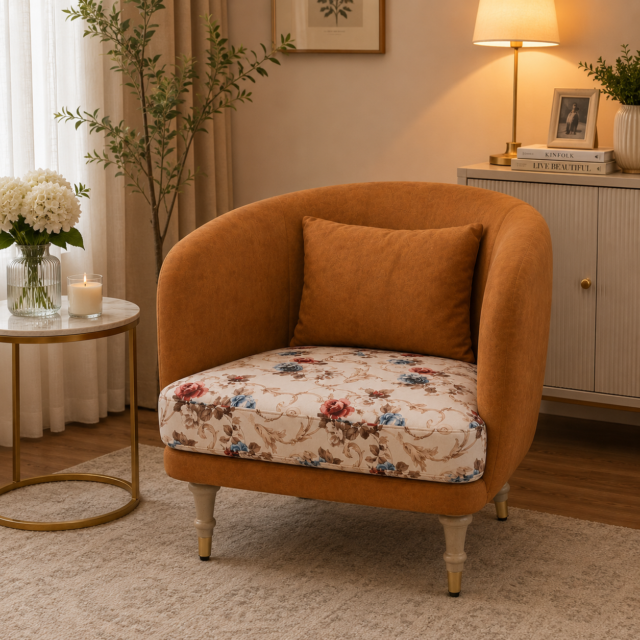 Dusty Pink Tufted Velvet Armchair - image 2