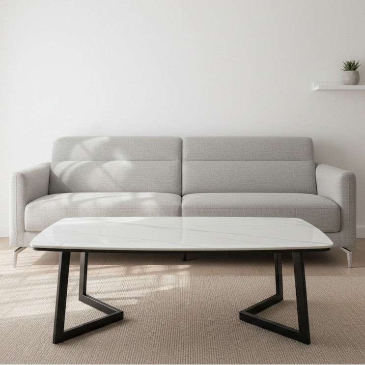 Round Marble-Top Side Table with Black Metal Base – Model 920 - image 1