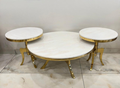 Marble-Top Nesting Table Set with Gold Base – Model 960 - image 1