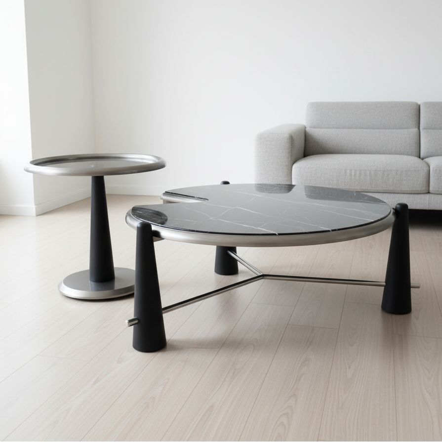 Round Marble-Top Coffee Table – Model 9961 - image 1