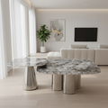 Oval Marble-Top Coffee Table with Gold Base – Model 9963 - image 1