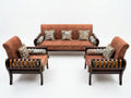 Rust Orange Carved-Wood Sofa Set (3+1+1) - image 1