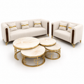 Cream Tufted Sofa and Armchair Set with Nesting Tables - image 1