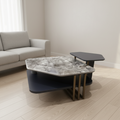Rectangular Marble-Top Coffee Table with Black Metal Base – Model A-2311 - image 1