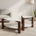 Round Marble-Top Coffee Table with Black Metal Base – Model A-896 - image 1